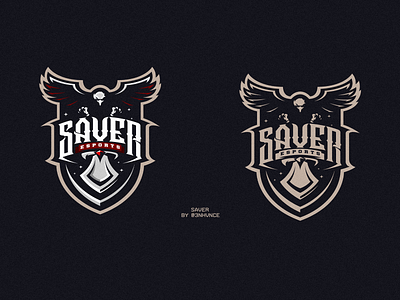 SAVER animal bird brade design esports hawk illustration logo mascot saver sword