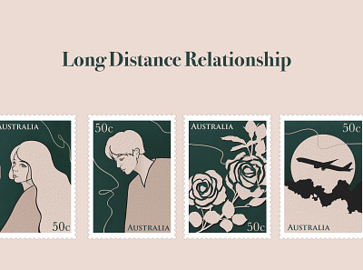 Long Distance Relationship Illustration Stamp animation design flat graphic design icon illustration typography vector