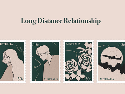 Long Distance Relationship Illustration Stamp