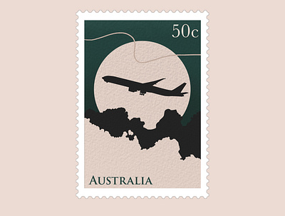 Long Distance Relationship Illustration Stamp animation australia flight graphic design illustration silhouette stamp stamp design stamp illustration sun