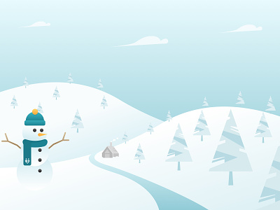 Holiday Illustration Concept blue cabin holiday holidays illustration marketing minimal snow snowman vector web design winter
