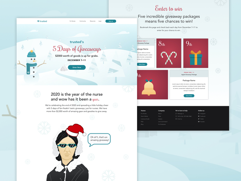 Giveaway Page Design agency blue design holiday marketing snow web web design website
