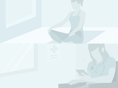 Trusted Wellness Illustrations banners blue healthcare illustration nursing nursing home office yoga