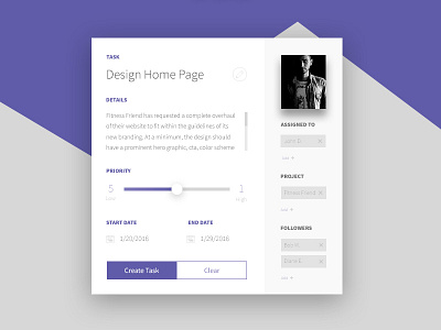 Task Maker - UI Elements app dashboard design elements flat material purple task ui web