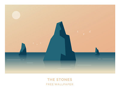 The Stones - Free Wallpaper birds design free freebie graphic illustration islands low poly ocean rocks sea wallpaper