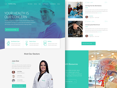 Healthy Living Mockup design doctors health healthcare hospital illustration landing page ui ux web website