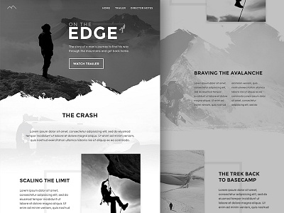 On The Edge - Web Design climbing documentary film grayscale landing landing page mountain sport ui ux web web design