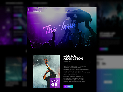 ViaThemes - The Venue color concert design landing page material mockup template theme ui ux venue website