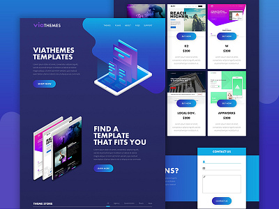 ViaThemes Store Page Mockup agency design iso isometric landing page mockups store themes ui ux webdesign website