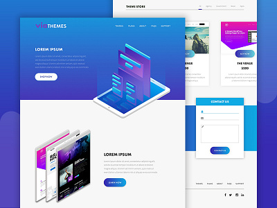 ViaThemes Store Page Mockup Version 3 agency design iso isometric landing page mockups store themes ui ux webdesign website