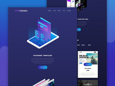 ViaThemes Store Page Mockup Version 4 agency design iso isometric landing page mockups store themes ui ux webdesign website