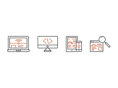 Services Icons - ViaForge Home Page agency icon icon set icons line line icons minimal orange services web webdesign