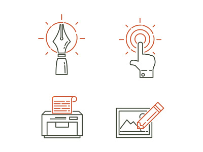 Viaforge Copywriting Icons agency icon icons line minimal orang services set web webdesign