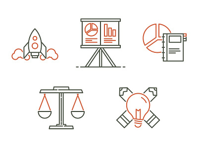 Viaforge Marketing Icons agency icon line minimal orange services set web webdesign