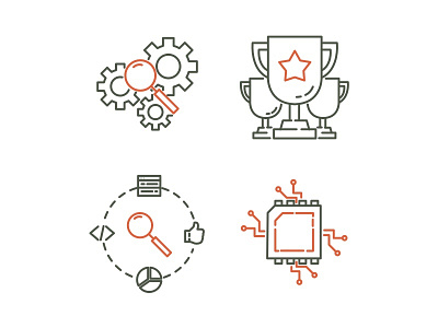 ViaForge Seo Icons agency icon line minimal orange services set web webdesign