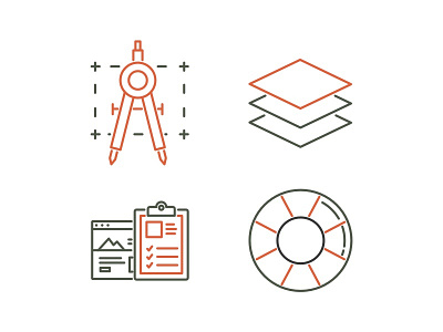 ViaForge Web Development Icons agency icon line minimal orange services set web webdesign