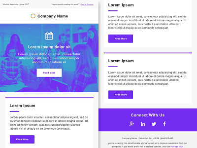 SmashFly Email Newsletter Template #6 agency blue design email html minimal newsletter purple template web