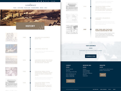 Ludowici - Initial History Page Design branding corporate hisotyr marketing minimal mockup timeline web web design