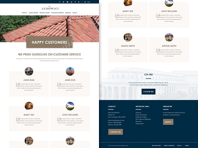 Ludowici - Initial Testimonials Page branding corporate marketing minimal mockup roof testimonials web web design