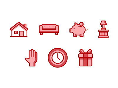 Furniture Bank Of Central Ohio Home Page Icons design furniture graphic design graphics icon set icons illustrations marketing red set