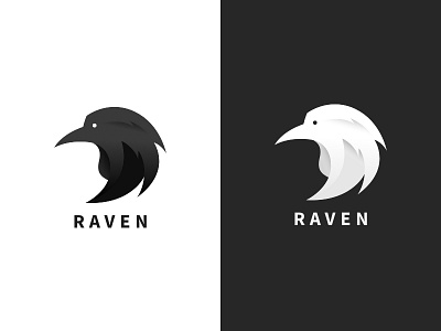 Raven Logos V2 bird black branding gray icon illustration line logo marketing minimal raven white