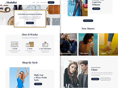 Fashion Concept - Home Page blue design fashion flat landing page marketing material minimal retail ui ux web web design