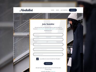 Fashion Concept - Registration Form agency blue design fashion form gold ui ux web