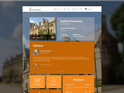 TrowelNation - Company Profile Page Design archeology company dashboard grid nation orange trowel ui web webdesign