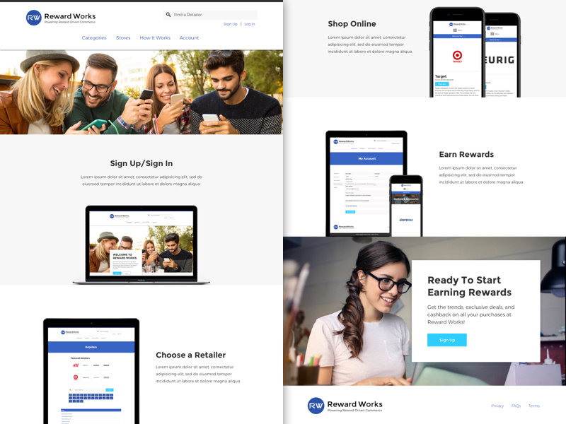 Affiliate How It Works blue marketing agency minimal web design material uxd ui web design