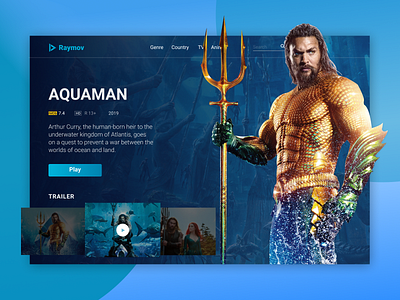 Raymov - web streaming movies apps aquaman branding cinema design exploration film header interface landing page movies streaming ui ux web web design website