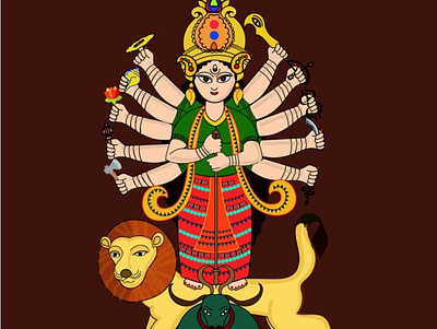 Goddess durga in terracotta style of painting 🎨 branding design graphic design logo motivation
