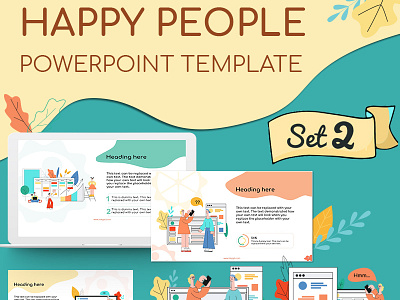 Happy People Set 2 Presentation Template action baths beauty bonfire characters cosmetics design election festival handshake health hospital illustration isolated minimal morning graphics people politics running vector