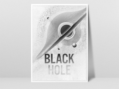 Interstellar Black Hole adobe black blackhole cosmos design hole illustration illustrator poster retro space star texture typography vector