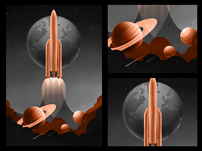 Ariane 5 2d cosmos design illustration illustrator poster retro rocket space texture vector
