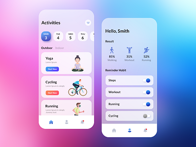 Fitness App app design application icon mobile app typography ui ui design uiux ux