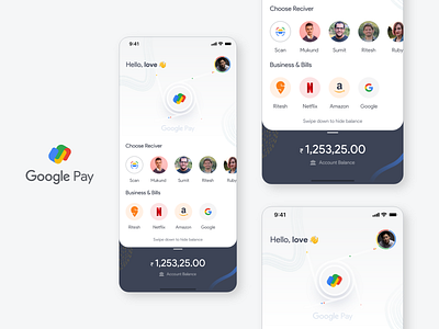 Google Pay (Redesign) app app design google pay gpay gpay ui mobile app mobile app ui mobile ui ui uidesign uiux uiux design