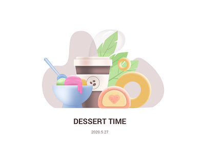 DESSERT TIME coffe concept design desserts donut icecream illustration