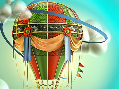 Hot air balloon 3d art cgi concept design illustration model textures