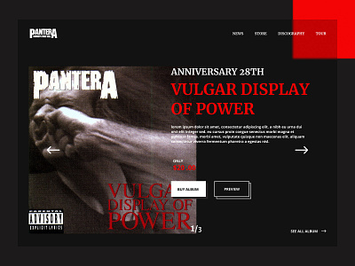 Daily UI Challenge 003 | Landing Page Pantera Selling Album