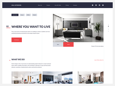 Interior Design Studio. Corporate Website design flat minimal ui ux web