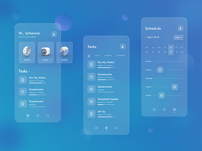 Neuromodulation Smartwatch App & Mobile App analytics app calendar data doctor glass health healthcare implant manage medicine mobile patient schedule sensor smartwatch task ui ux watch