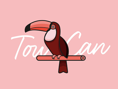 Toucan animal illustration jungle lettering pink stroke thick type typography