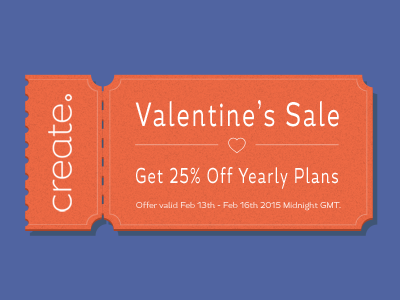 Create Valentines 25 coupons discount sale valentines voucher