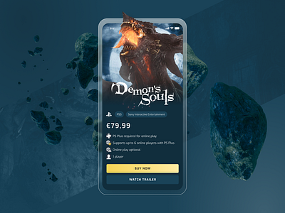 Demon's Souls UI Game Shop Page app buy now demon demon souls dragon game interface portal ps5 shop sony sony playstation souls ui uiux videogame