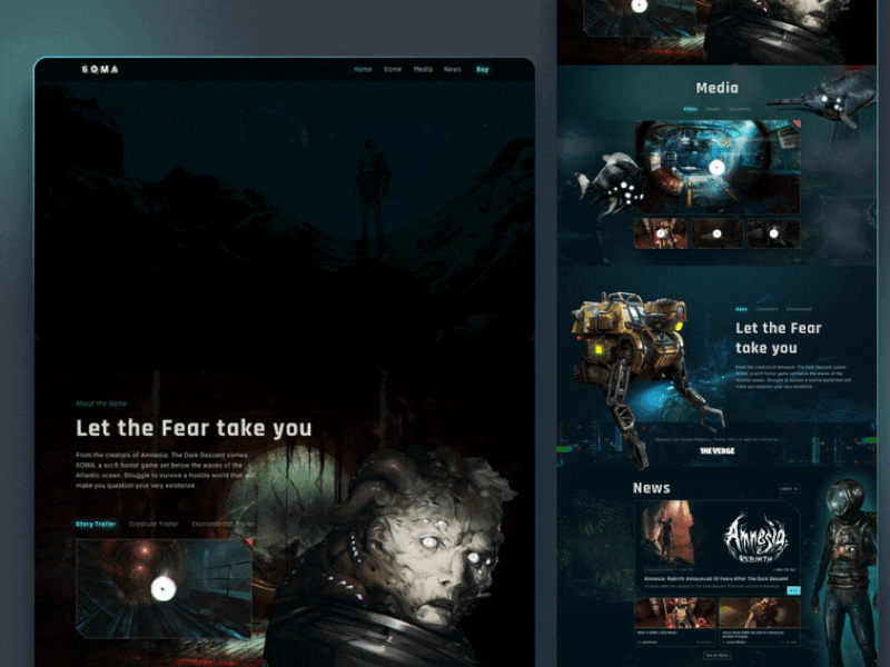 Soma - Website UI/UX Case Study design game games interface soma ui uiux videogame