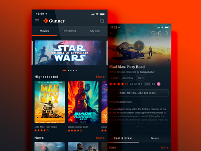 Movie App (shot 1 out of 2) app interface movie tv shows ui uiux