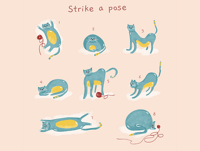 Strike a pose 📸 animal animal illustration animal lover cat cat illustration cats cute animals fluffy home illustration love pose poser wool