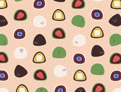 Mochi Pattern asia asian food cooking creative cooking cuisine dessert filling food food pattern foodie homemade illustration mochi pattern pattern design patterns sweet tooth sweetness sweets treats