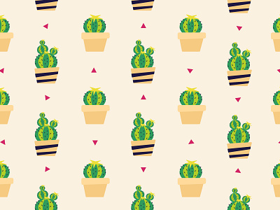 Cacti Pattern. cacti cactus green illustration nature pattern plants pottery vase vector