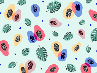Papaya Pattern. africa breakfast design food fruit illustration leaf papaya pattern tropical tropical leaves uganda vector